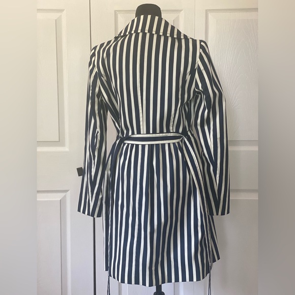 Express Blue White Striped
Belted Trench Coat - Picture 3 of 4